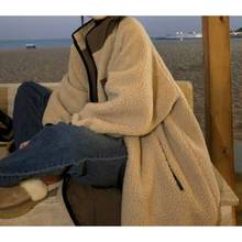 仿羊羔毛風衣外套女冬季設計感棉衣2023新款寬松棉服中長款大衣潮