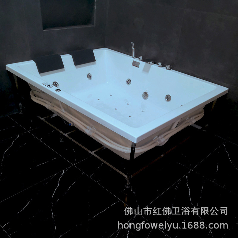 Fabricante de Guangdong Foshan 1.9m rectangular acrílico incrustado doble surf masaje bañera de temperatura constante 5241