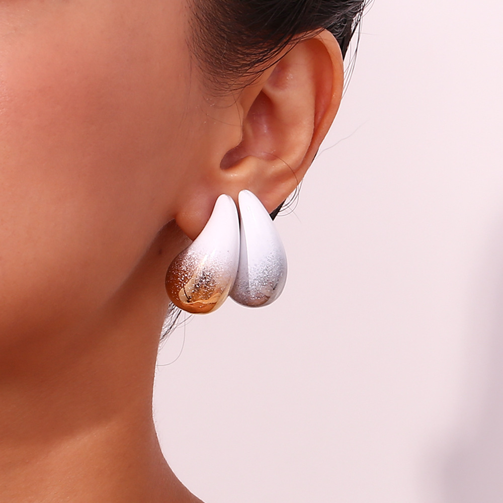 14g Weight Stainless Steel Ear Needle Material Ear Studs Classification 1 Pair Quantity Holiday, Daily Occasion Stainless Steel Material Water Droplets Pattern Women's Gender Plating Design Simple Style Style 1 Pair Simple Style Water Droplets Plating Stainless Steel Ear Studs 18
