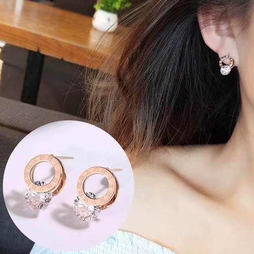 Titanium Steel Earrings for Women Summer Korean Temperament Internet Celebrity Roman Numeral High-end Earrings  New Trendy Earrings