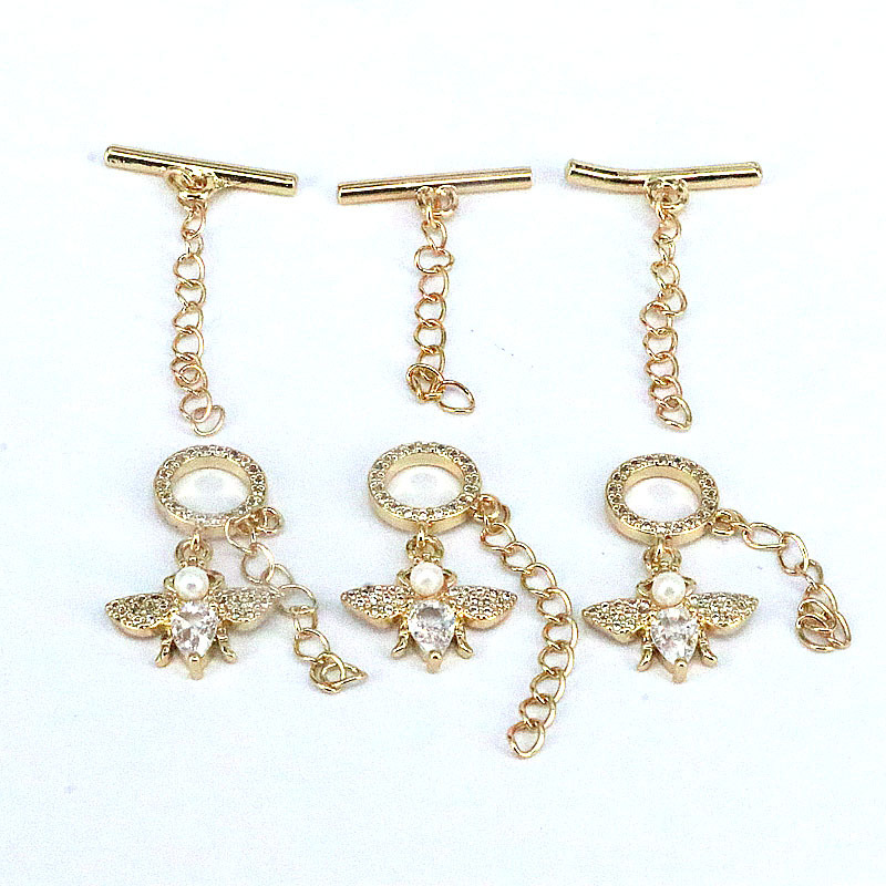 1 Set Metal Pearl Zircon Bee OT Buckle IG Style Sweet display picture 1