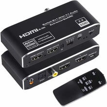 新品HDMI2.0b切换器2进1出HDMI音频分离eARC 4K/60HZ 7.1杜比全景