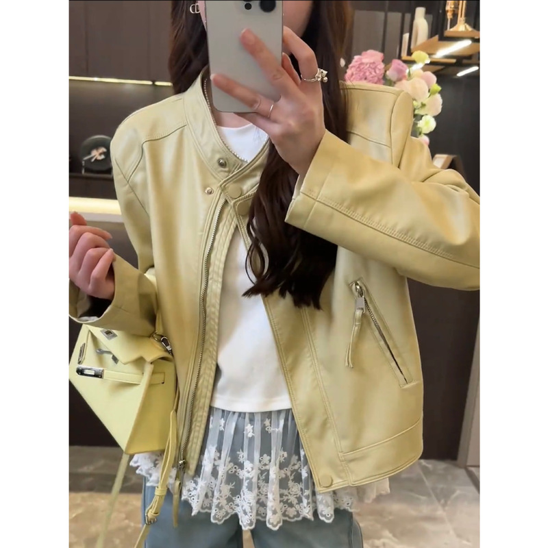 韩版高级感立领小皮衣外套女2025秋季新款小个子时尚百搭短款上衣|undefined