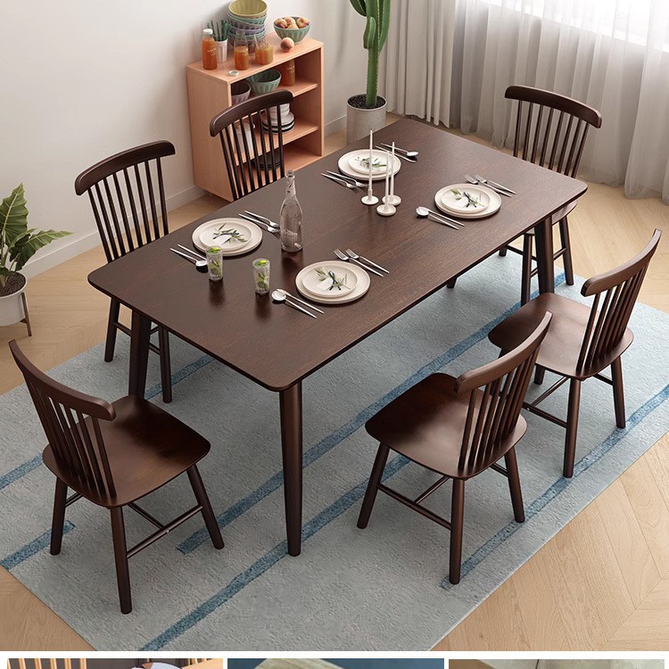 Mesa de comedor de madera sólida nórdica simple, pequeña mesa de comedor de madera sólida doméstica, mesa de comedor japonesa, mesa rectangular combinada