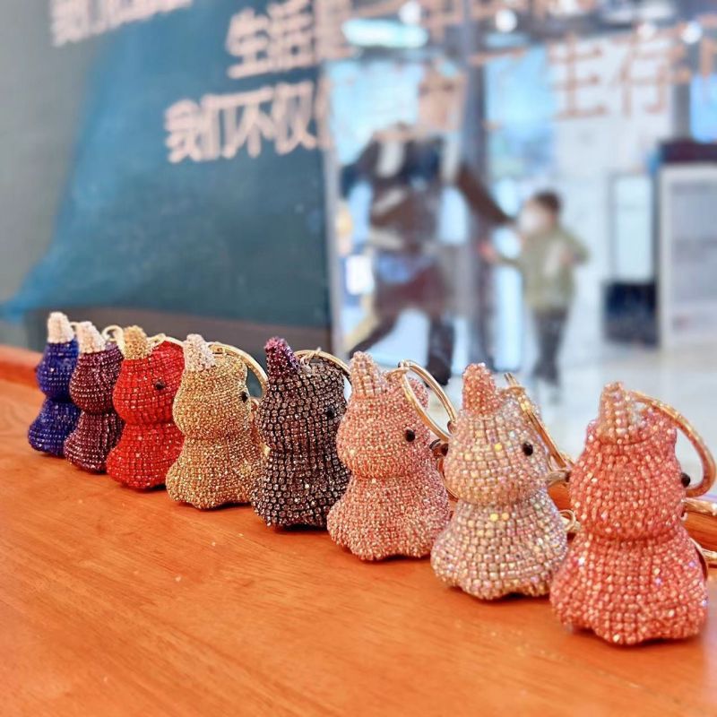 创意满钻独角兽钥匙扣镶钻包包挂件闪钻卡通公仔钥匙链汽车小礼品|undefined