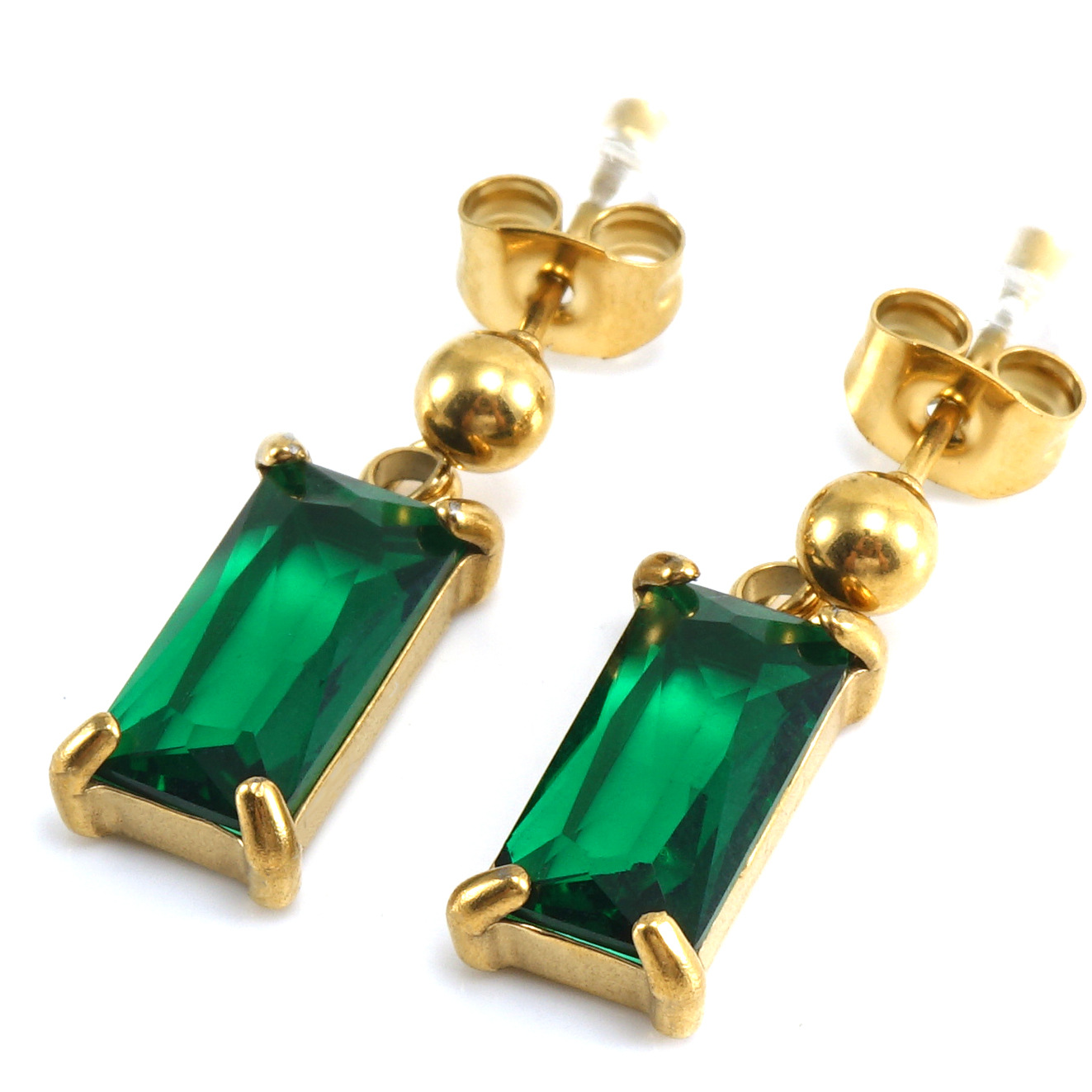 Acero inoxidable transfronterizo nuevos pendientes de diamantes ins estilo colorido ZIRCON pendientes 18K oro titanio pendientes de acero para las mujeres