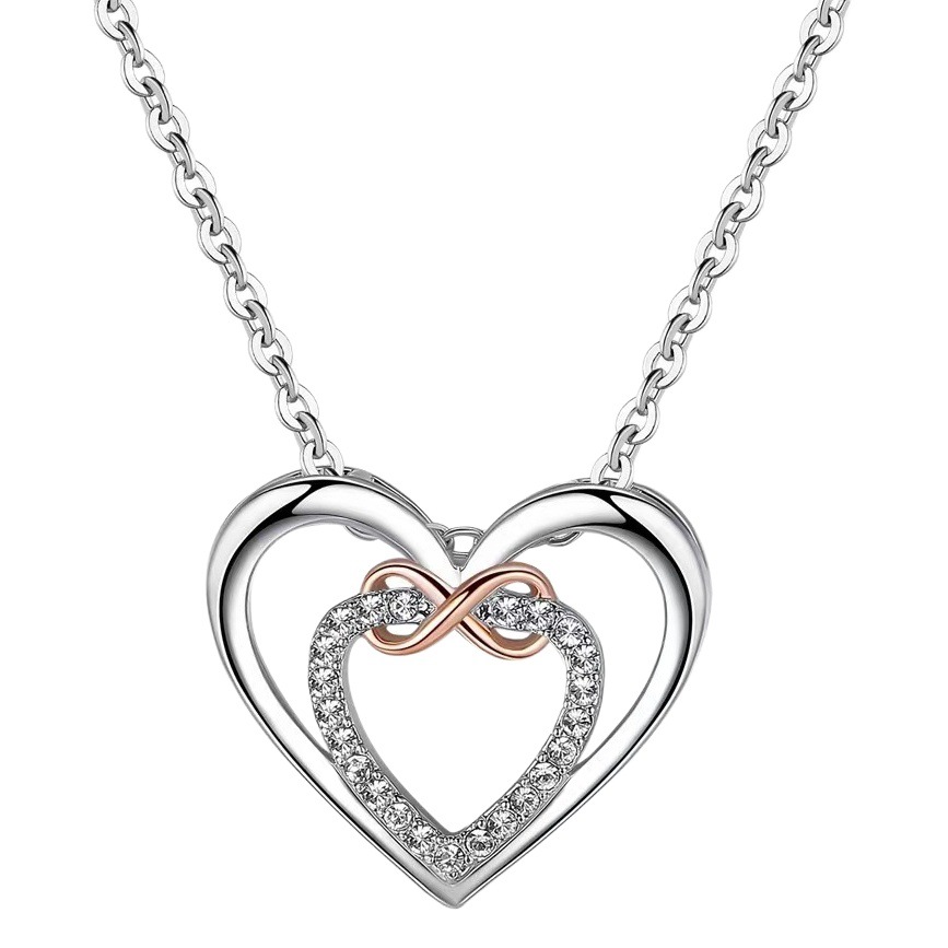 Nuevo collar en forma de corazón infinito de dos colores collar de diamantes flash en forma de 8 primavera nuevo deseo suministro directo de Amazon