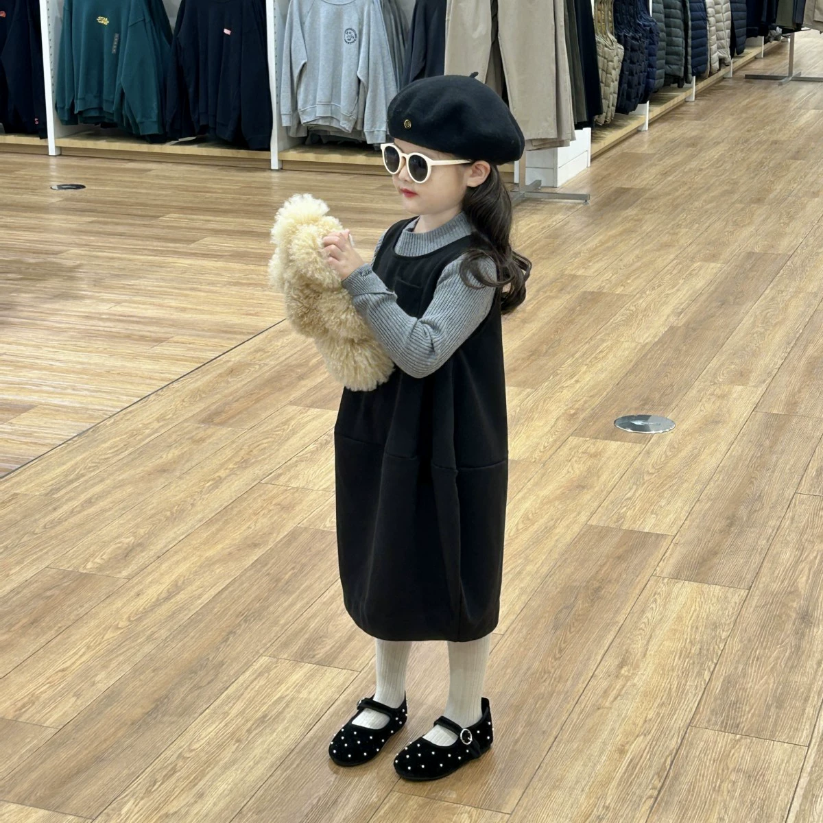 Детское платье-жилет из шерсти для девочек, осень-зима 2024, утолщенное, в западном стиле, простое, с фонариками, премиум-класса.