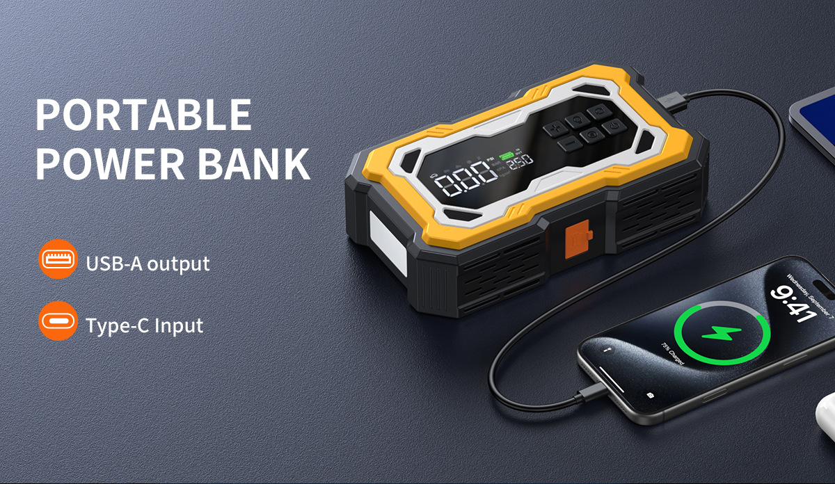[NC9] Cross-border car emergency starting power supply and air pump integrated power bank, multifunctional portable battery jump starter