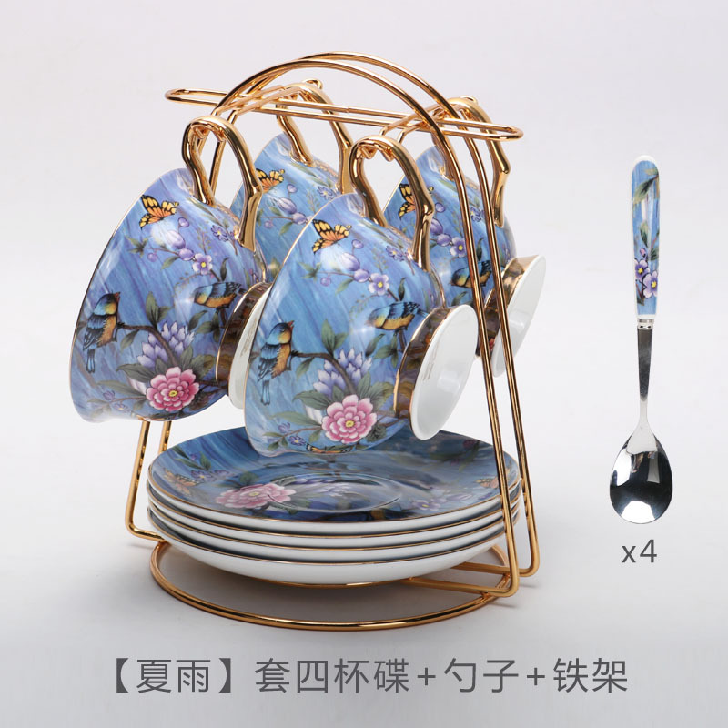 Luz de estilo europeo de lujo hueso China taza de café y platillo traje británico té de la tarde juego de gama alta exquisita novias regalo