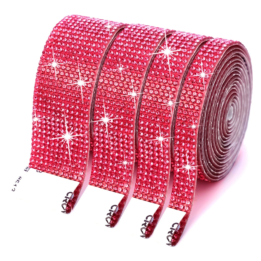 Self-Adhesive Rhinestone Strip, Custom DIY Diamond Sticker, 2–15 rows, Multiple Colors