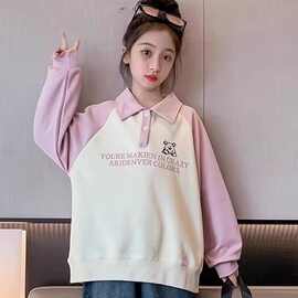 女童春秋款卫衣大女孩洋气儿童装时髦针织打底衫秋季上衣服6潮岁7