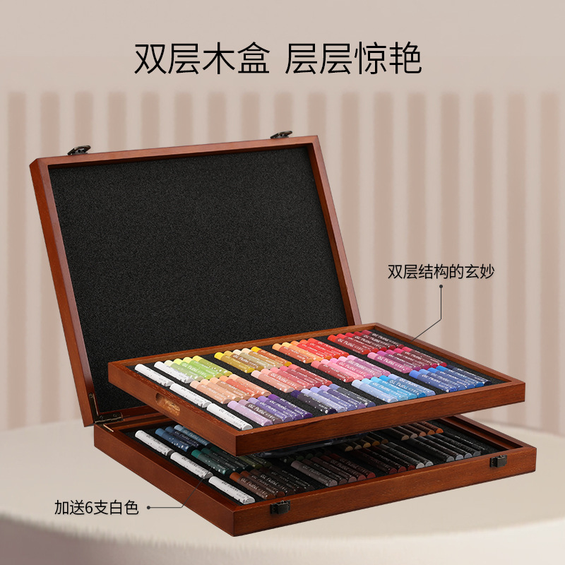 Recolección fina investigación de color pesado color pintura al óleo palo traje caja de madera 120 color pintura al óleo palo color crayón arte estudiante pintura