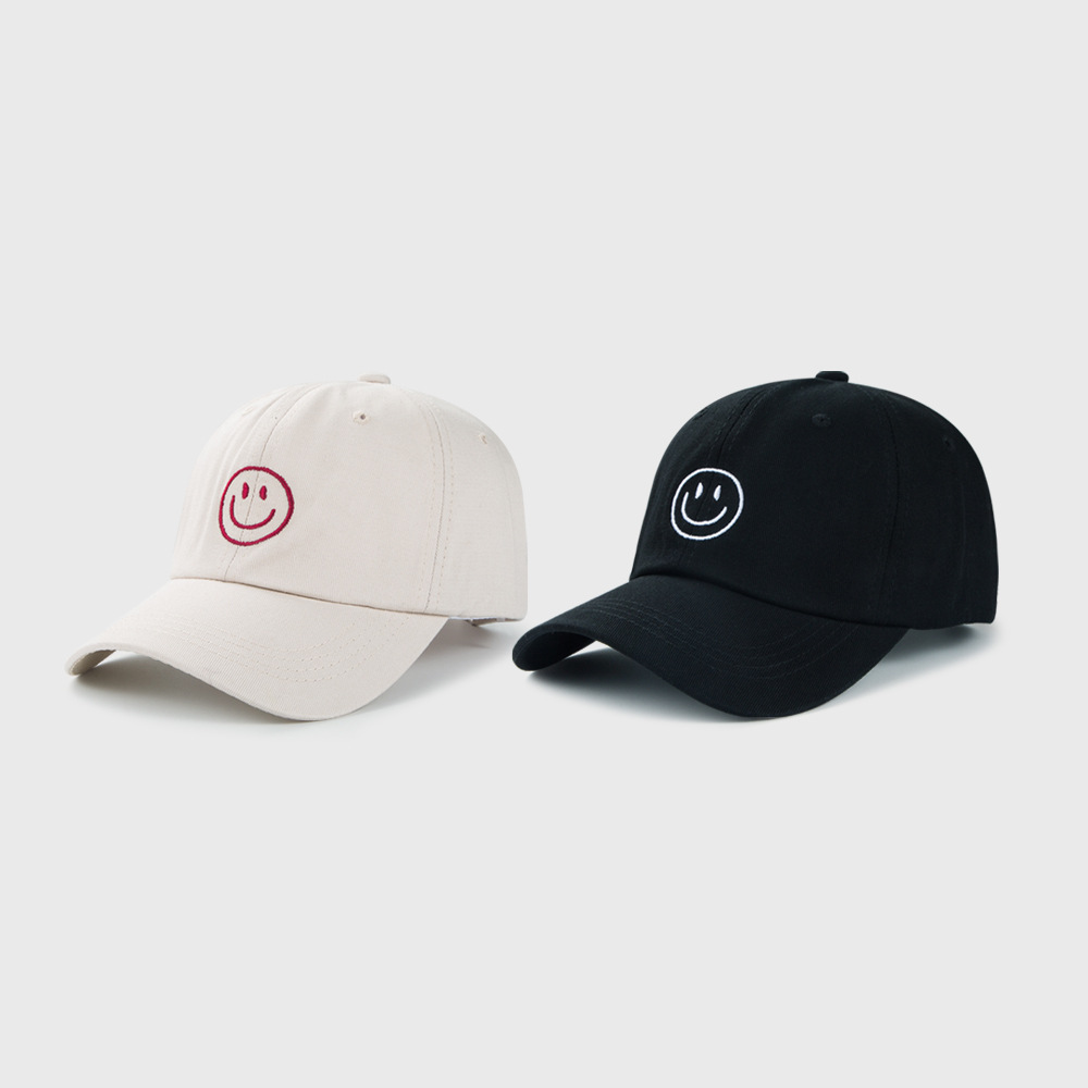 Ins Smiley Face Embroidery Baseball Cap Korean Fashion Curved Brim Caps Hip-hop Sunshade Hat display picture 2