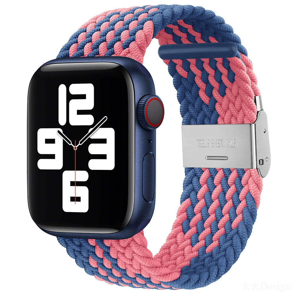 Совместимо с Apple Watch 5-6-7-8-9-10 поколения Snap-on нейлоновый плетёный ремешок iWatch S10 регулируемый браслет
