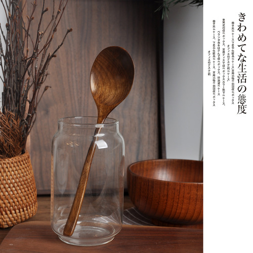 Nanmu spoon Internet celebrity Japanese spoon rice spoon portable tableware long handle bar spoon restaurant public spoon