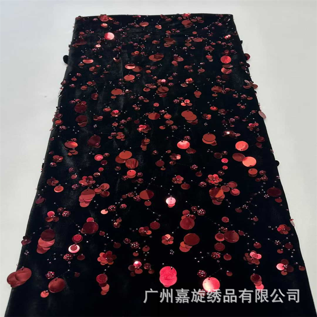 Nuevos estilos de otoño e invierno, varias especificaciones, borlas de lentejuelas, tela bordada de terciopelo, ropa de estilo étnico, vestidos, faldas cheongsam, tela de terciopelo.