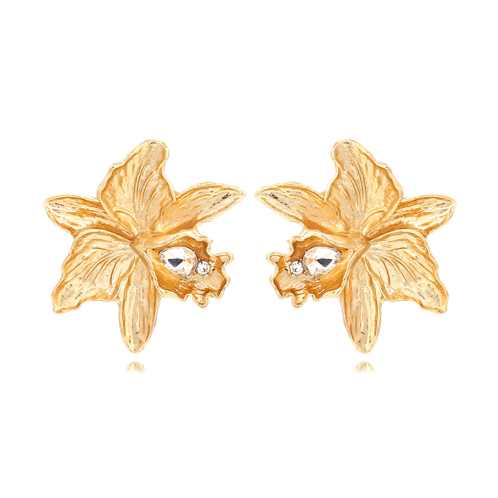 1 Pair IG Style Sweet Flower Plating Inlay Zinc Alloy Rhinestones Ear Studs display picture 1