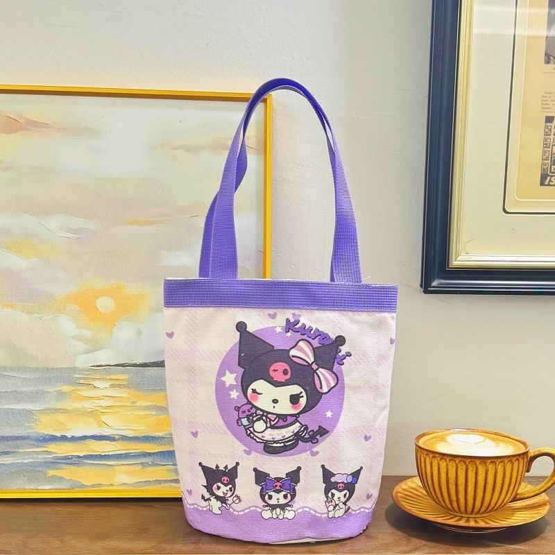 かわいいイラストプリントバケツバッグハンドバッグキャンバスバッグ少女心ママバッグ弁当袋出勤バッグ|undefined