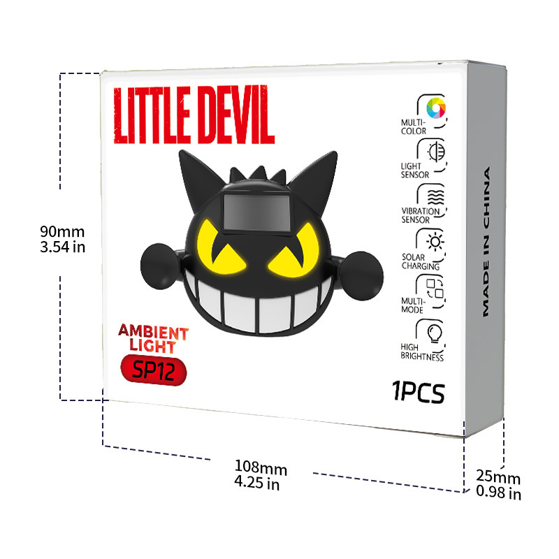 Cross-border car decorative light Halloween solar-powered wireless evil demon eye LED warning ambient light dynamic