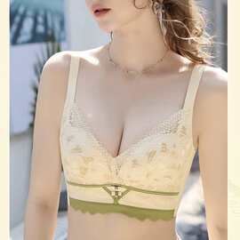 乳棉8812#波浪蕾丝文胸34-40Ｑ弹棉养护中薄B杯聚拢五排扣尾货批