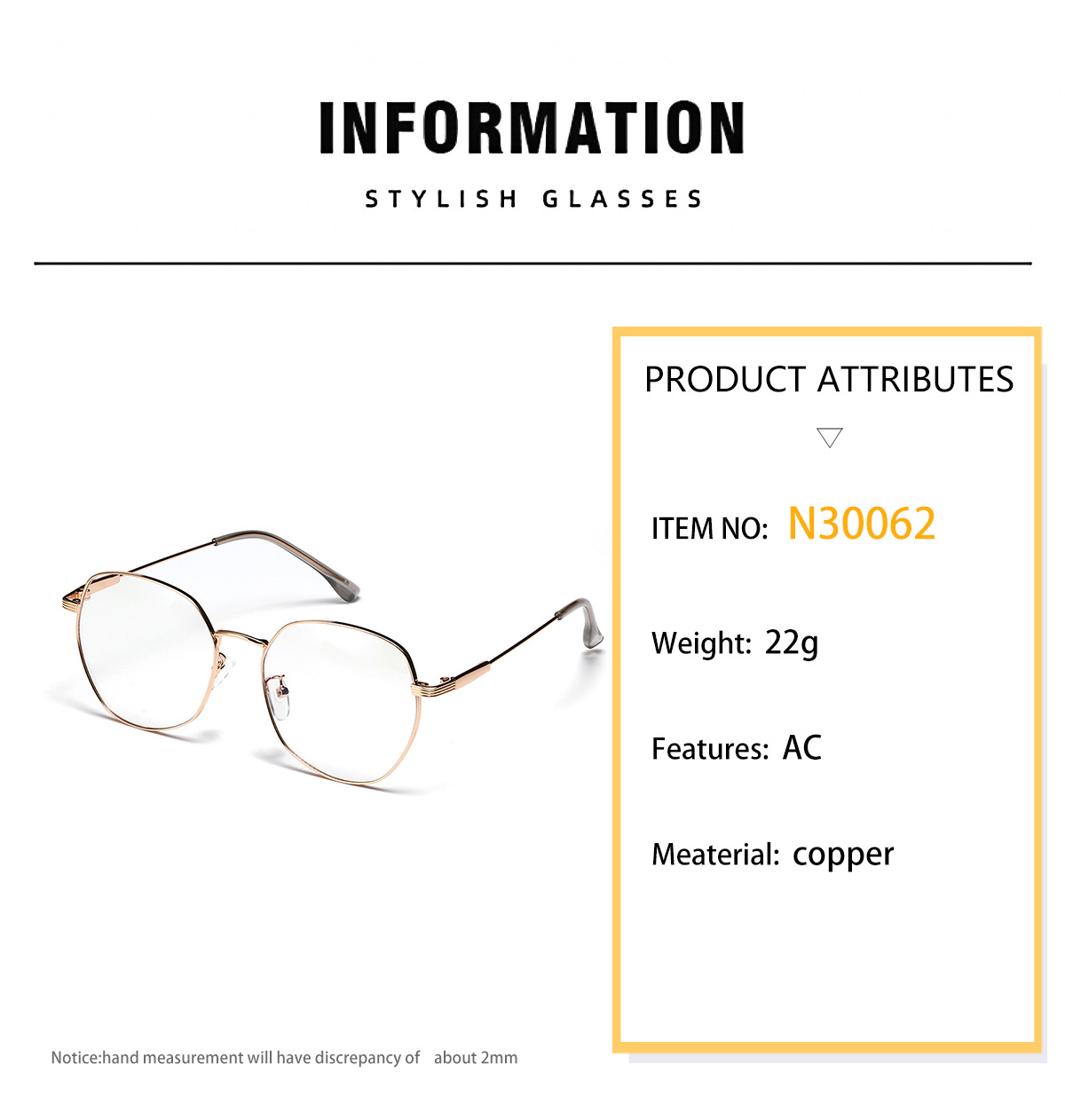 Lunettes Unies Géométriques À Monture Fine Ronde Dorée À La Mode display picture 3