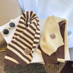 Korean-style patchwork striped knitting children's scarf, fresh and clean for boys and girls, warm knitting yarn children's scarf