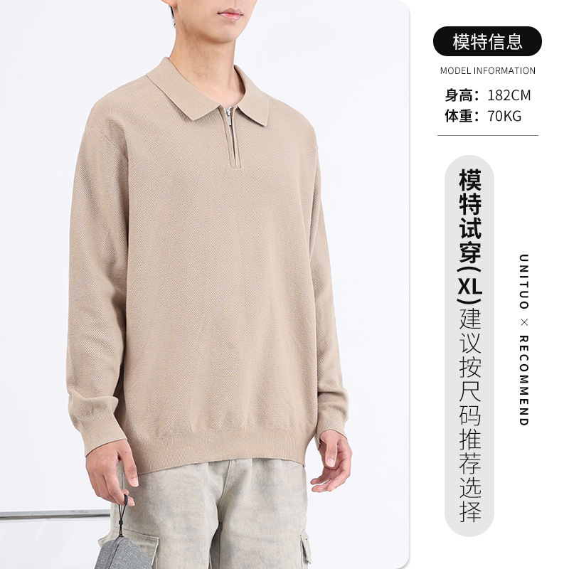 男装男士毛衣秋款polo马球针织衫轻奢高级感商务休闲长袖半拉链男|undefined