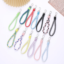 新款编织渐变色钥匙扣挂件手机壳挂绳手工辫子小香风包包挂饰挂件