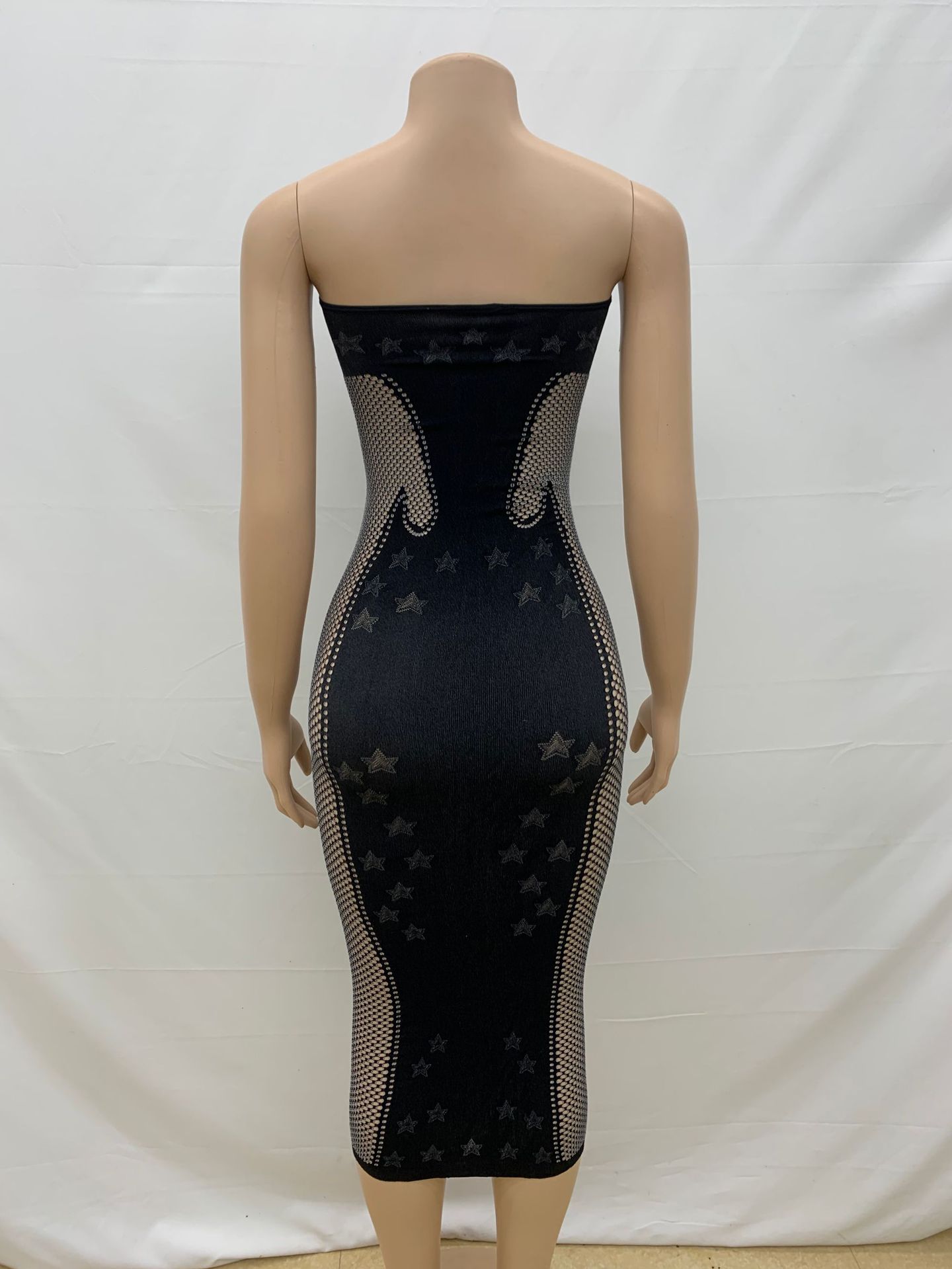 Women Solid Color Tube Top Slim Fit Sexy Backless One Piece Knitted Dress
