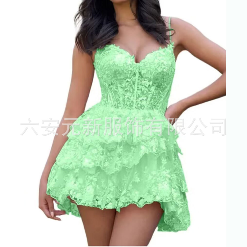 Europa y América del Comercio Exterior Amazon AliExpress estación independiente deseo lentejuelas de encaje apliques pequeña falda banquete vestido la liga