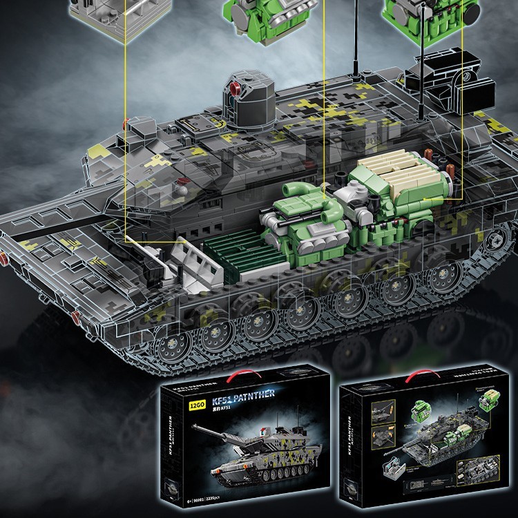 積み木おもちゃの車 12GO 第四世代戦車 ドイツパンサー KF51 主力戦車装甲車両モデル|undefined