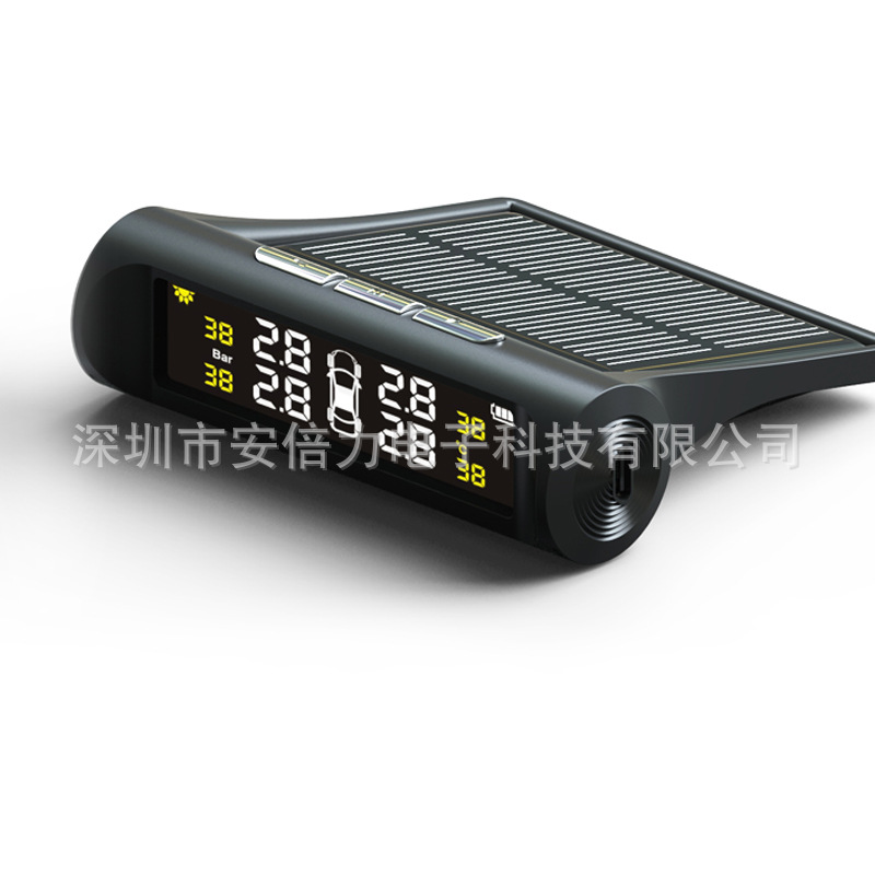 New Solar-Powered Car Tire Pressure Detector with External 4-Wheel Real-Time Tire Pressure Display and Tire Pressure Monitor