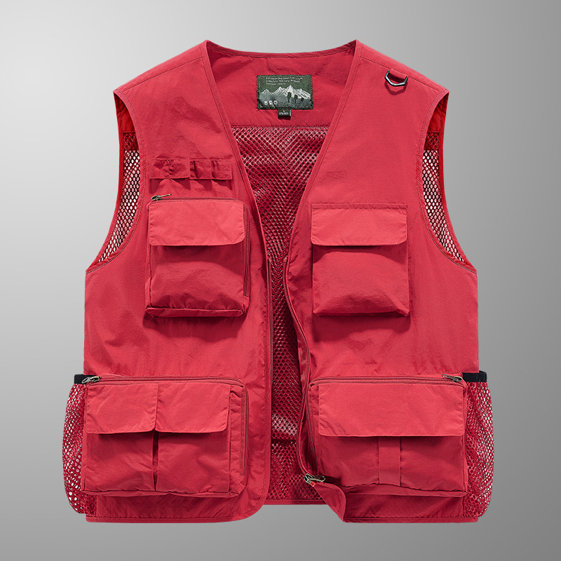Men's workwear advertising vest, spring, summer and autumn, plus size, multi-pocket, quick-drying vest, fishing vest, photography jacket