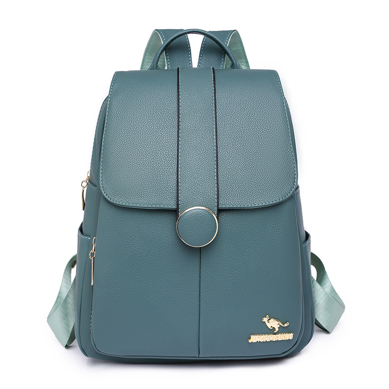 Punto en nombre de 2023 nueva mochila casual de cuero suave para mujer, mochila de viaje al aire libre simple y versátil de gran capacidad