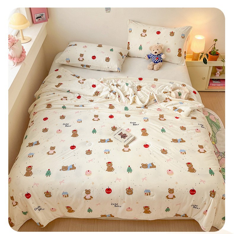 Edredón fresco de verano de algodón de punto individual y doble 2025 nuevo edredón de aire acondicionado de verano lavable a máquina para niños edredón fino