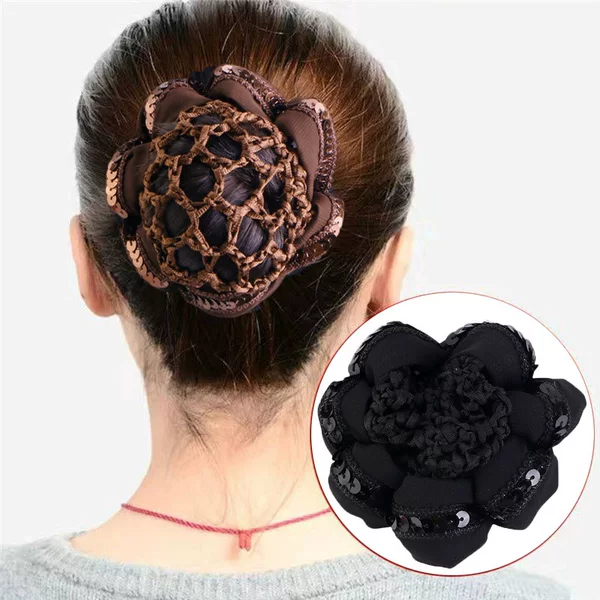 Women's Professional sequined flower handmade hair net ballet dancer hair pocket headdress flower ball Net pocket children's headdress