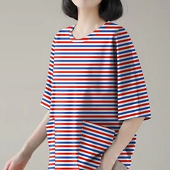 批发2025女装口袋T恤新款夏季时尚减龄中袖遮肚女上衣潮一件代发