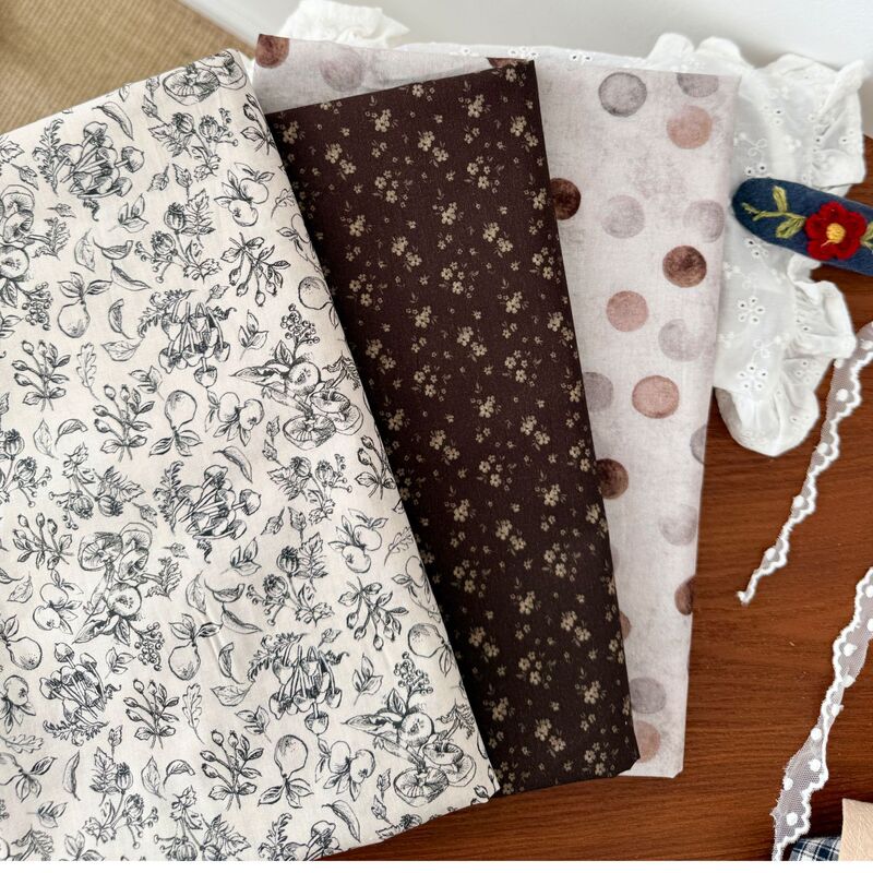 40-Count Pure Cotton Digitally Printed Fabric Korean Style Fresh Vintage French Pure Cotton Women's and Children's Clothing DIY