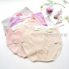 日单高腰大码棉质内裤女 外贸加肥加大螺纹收腹胖MM女士三角内裤