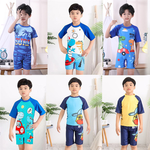 New children's swimsuit boy one-piece cartoon cute sun protection boy treasure student surfing swimsuit hot spring swimsuit