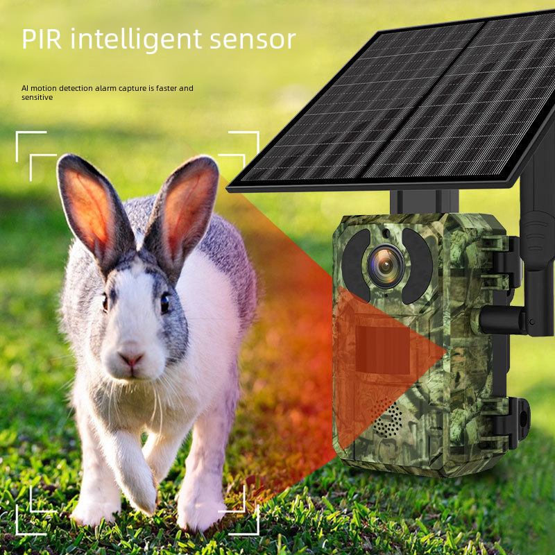 4MP Solar Camera, Forest Protection High-Definition Infrared Night Vision Detection Camera, Wireless Surveillance Camera