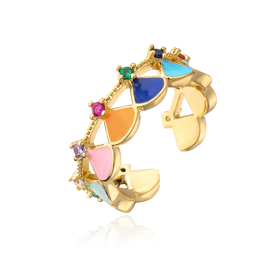 Fashion Geometric Copper Inlay Zircon Open Ring 1 Piece