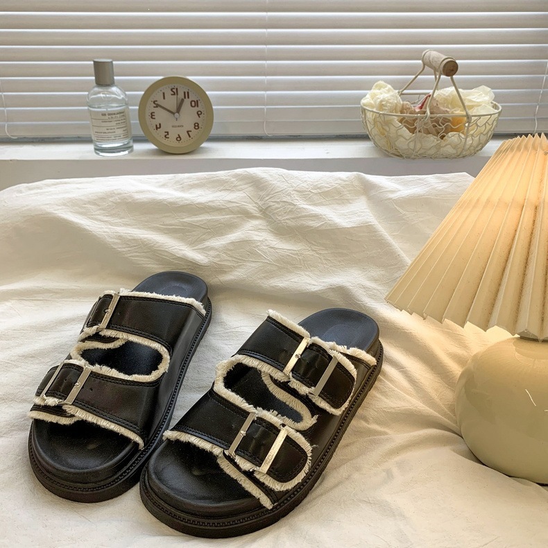 Cross-border tamaño 43 Bocken zapatillas mujeres verano 2026 nuevo muffin zapatillas frías para usar zapatillas de hebilla de suela gruesa universal
