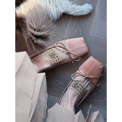 miu バレエシューズ 新作 夏 スクエアトゥ バレエシューズ フレンチローヒール リボン 浅口 フラットヒール メリージェーンシューズ