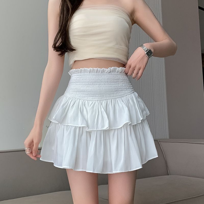 French Pure Desire Cake Skirt Spring and Summer New Elastic Waist Slimming Pleated Short Skirt Pants Puff Skirt Pumpkin Pants
