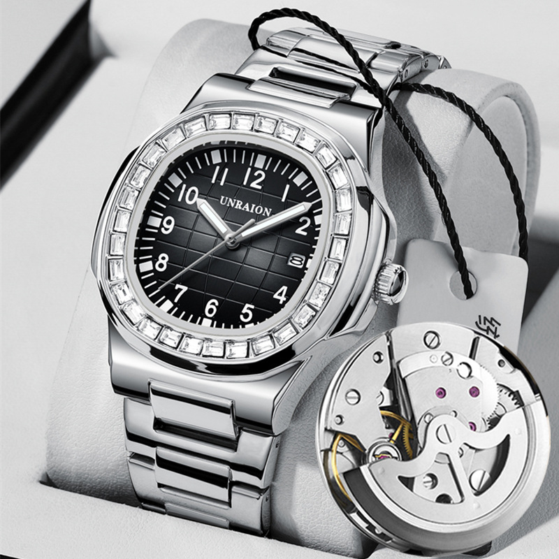 Hand Grenade Men's Watch Non-Automatic Mechanical Watch Diamond-Set Nautilus Calendar Quartz Watch Foreign Trade Hot Model