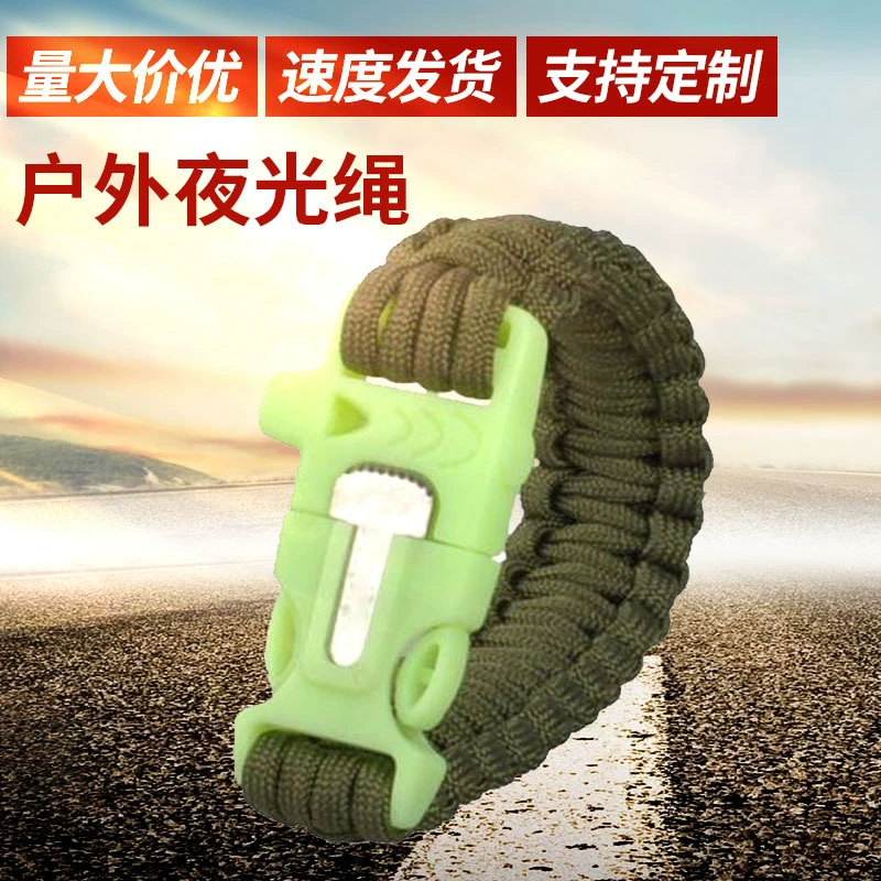 Уличный светящийся браслет, универсальный ручной трос для выживания, кремневый пожарный инструмент, семиядерный зонт, плетение веревки