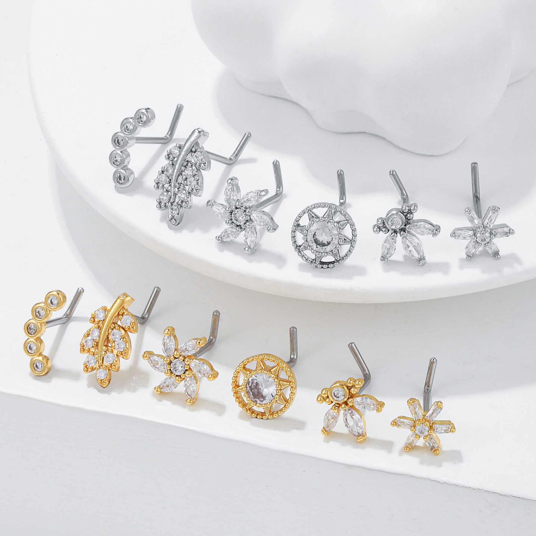 Fashion Geometric Copper Plating Zircon Nose studs 1 Piece