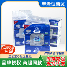 厂家销售洁云250张卫生纸批发抽纸压花加厕纸整箱草纸棉柔洗脸巾